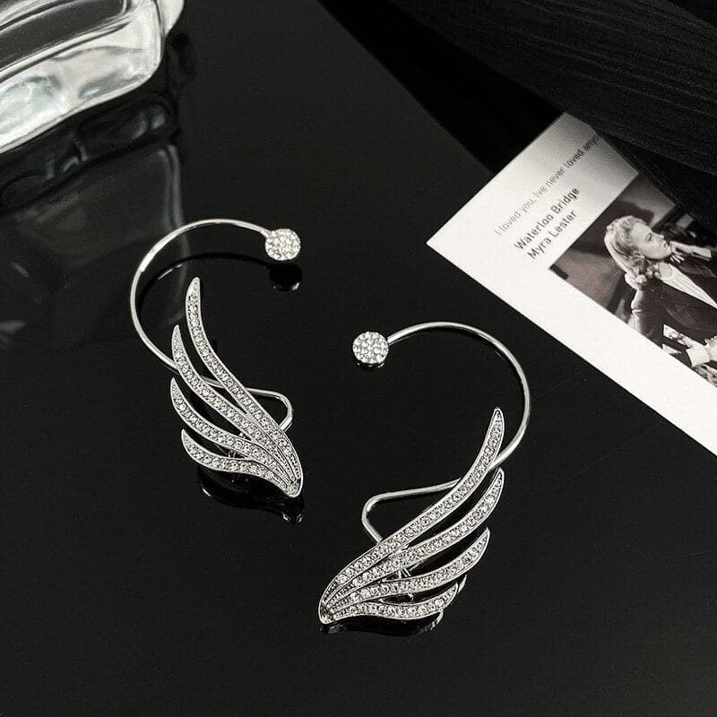 Wing Earrings (18K White Gold Plated)